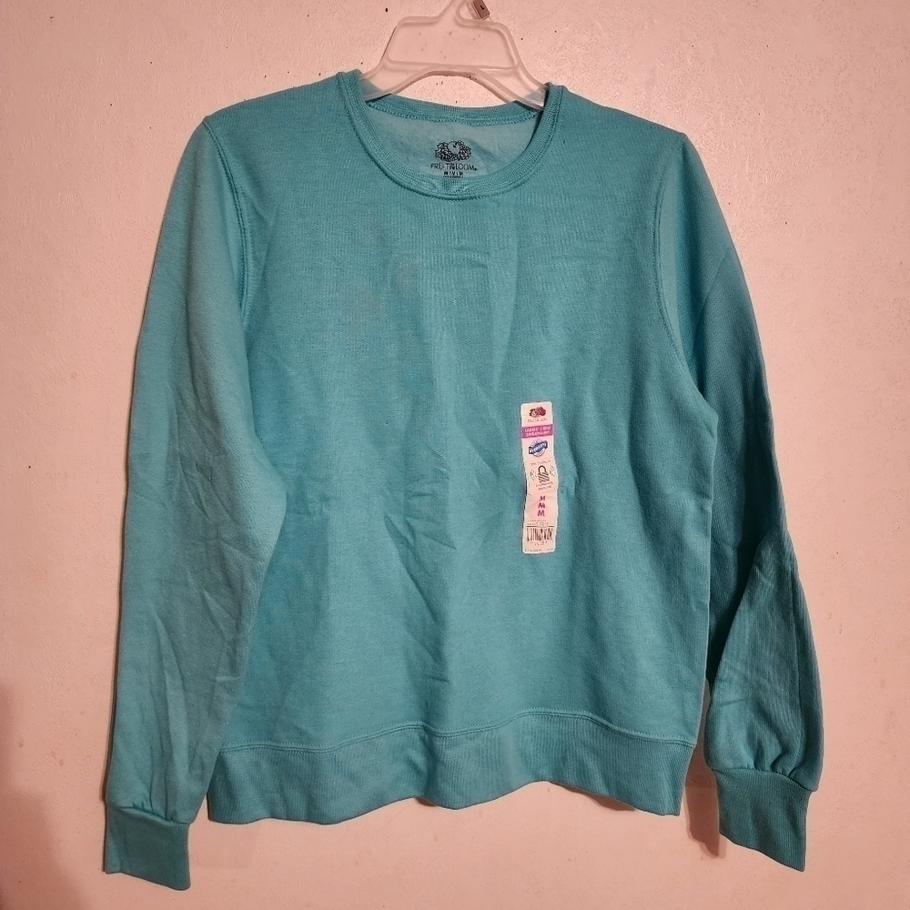 Fruit of the Loom Crew Scuba Blue Sweatshirt Womens Size L NWT